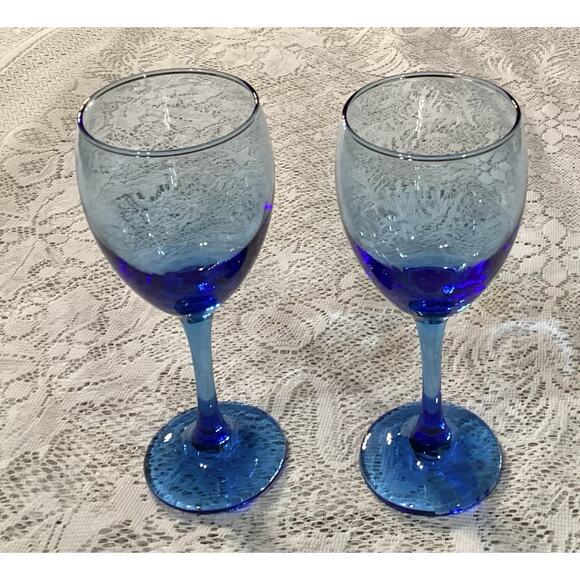 2 CRISTAR Cobalt Blue Wine Glasses Water Goblets 10 oz Copa Versalles Columbia - Picture 3 of 8